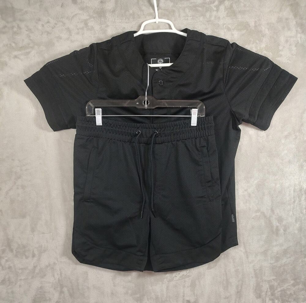 Men's Mesh Shorts & Shirt Set, Black, Size Small, Rebel Minds, Shorts With Liner